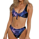 Spiritual Eye of Providence Print Front Bow Tie Bikini