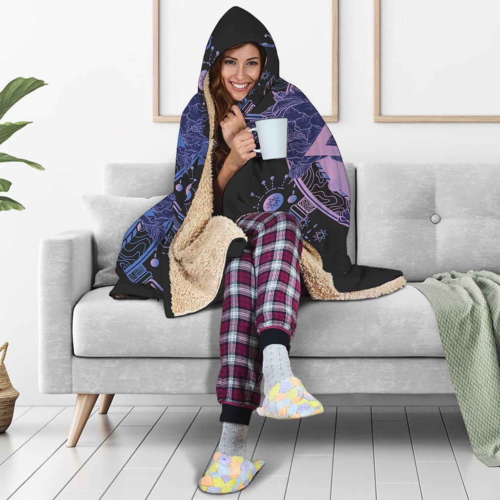 Spiritual Eye of Providence Print Hooded Blanket