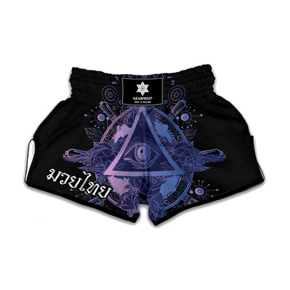 Spiritual Eye of Providence Print Muay Thai Boxing Shorts