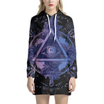 Spiritual Eye of Providence Print Pullover Hoodie Dress