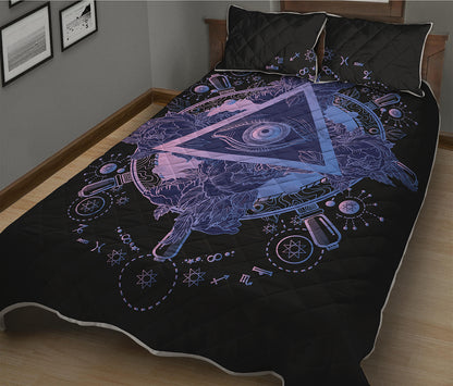 Spiritual Eye of Providence Print Quilt Bed Set