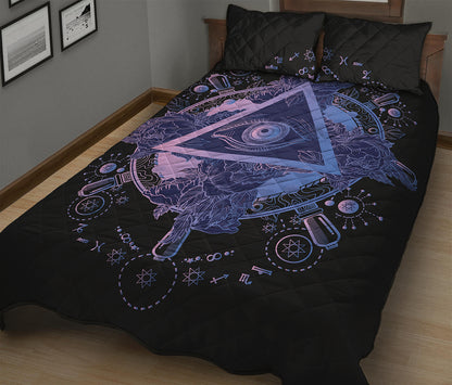 Spiritual Eye of Providence Print Quilt Bed Set