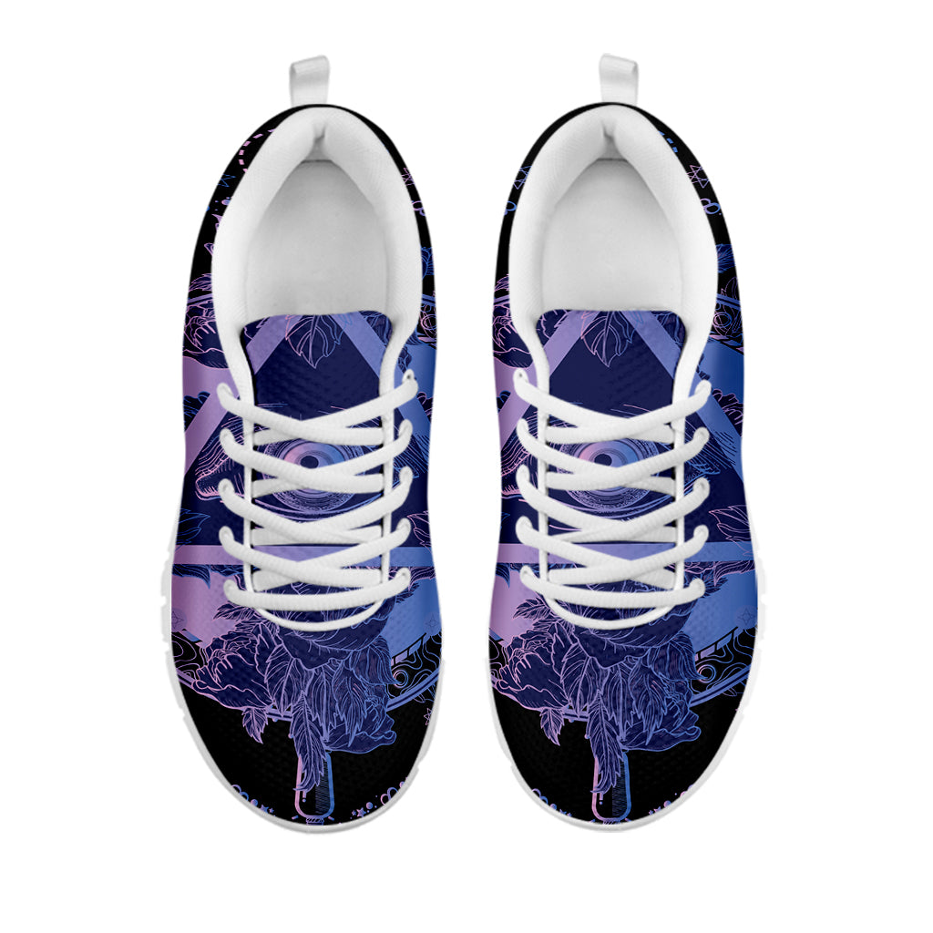Spiritual Eye of Providence Print White Sneakers