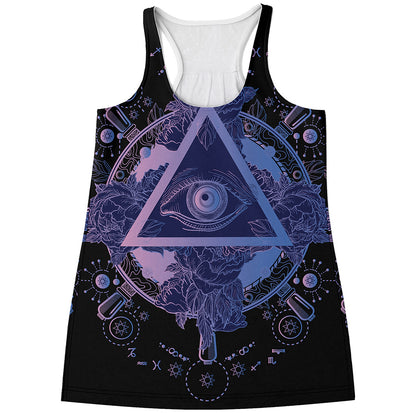 Spiritual Eye of Providence Print Women's Racerback Tank Top