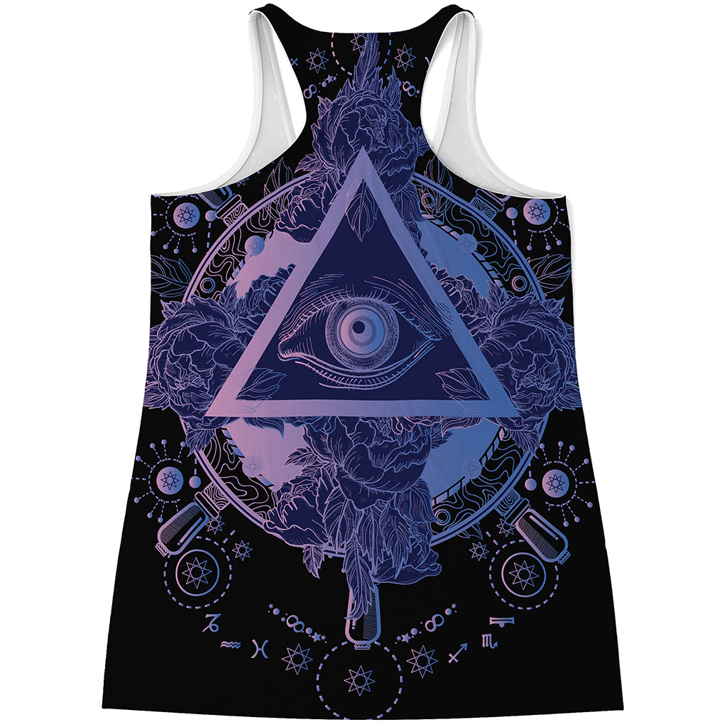Spiritual Eye of Providence Print Women's Racerback Tank Top