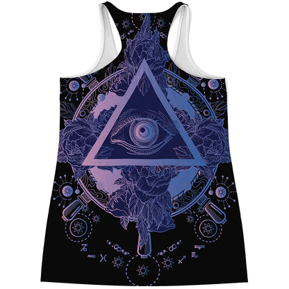 Spiritual Eye of Providence Print Women's Racerback Tank Top