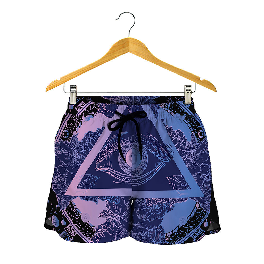 Spiritual Eye of Providence Print Women's Shorts