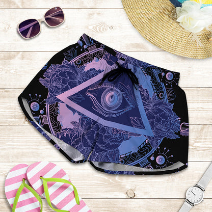 Spiritual Eye of Providence Print Women's Shorts