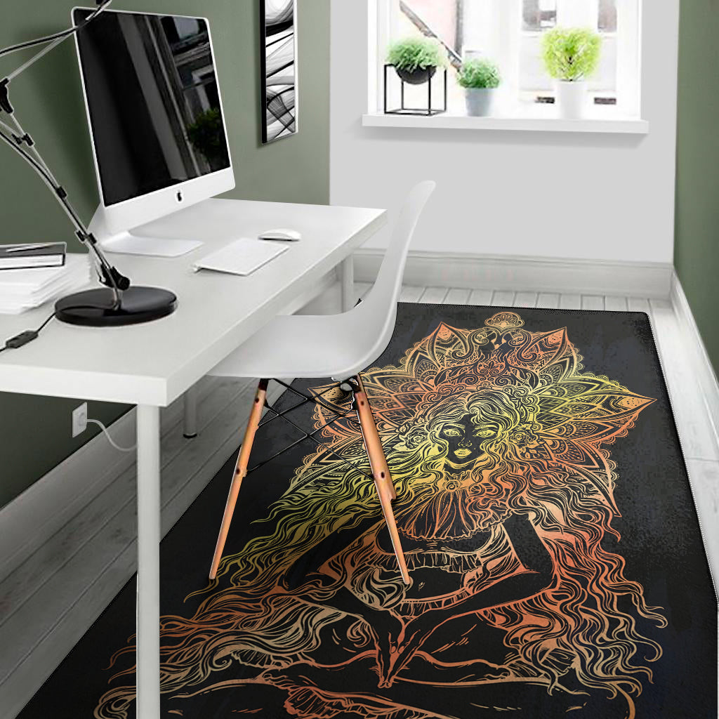 Spiritual Girl Mandala Print Area Rug