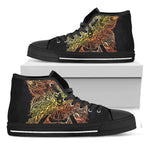 Spiritual Girl Mandala Print Black High Top Shoes