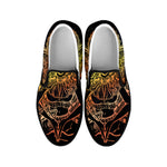 Spiritual Girl Mandala Print Black Slip On Shoes
