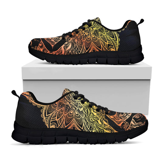 Spiritual Girl Mandala Print Black Sneakers