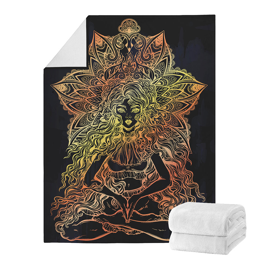 Spiritual Girl Mandala Print Blanket