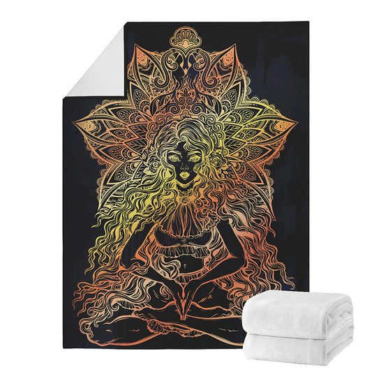 Spiritual Girl Mandala Print Blanket