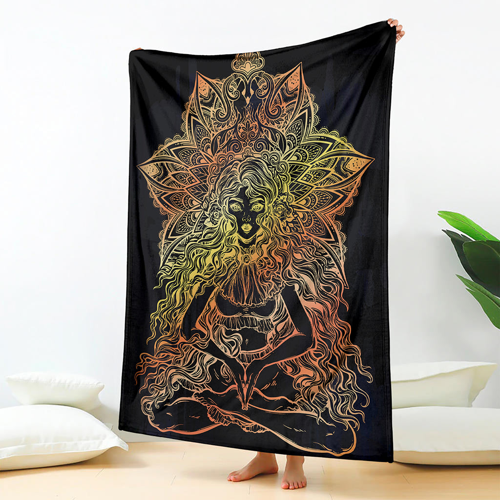 Spiritual Girl Mandala Print Blanket