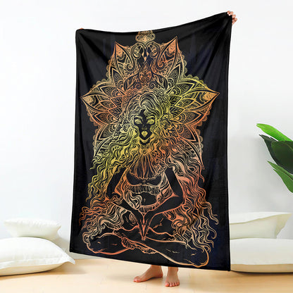 Spiritual Girl Mandala Print Blanket