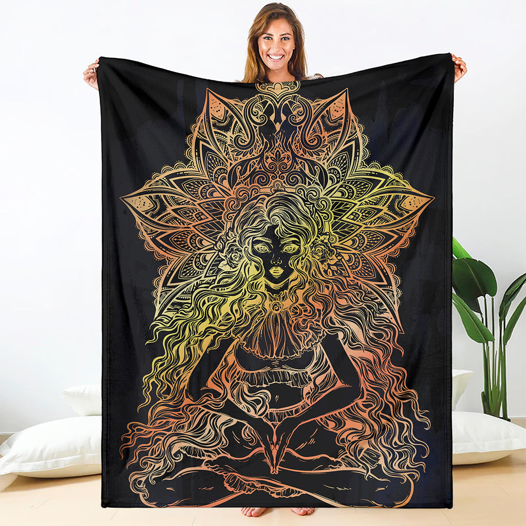 Spiritual Girl Mandala Print Blanket