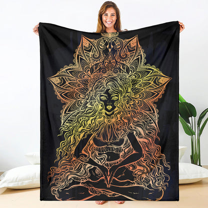 Spiritual Girl Mandala Print Blanket