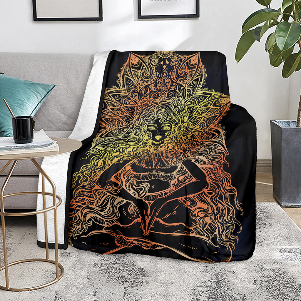 Spiritual Girl Mandala Print Blanket