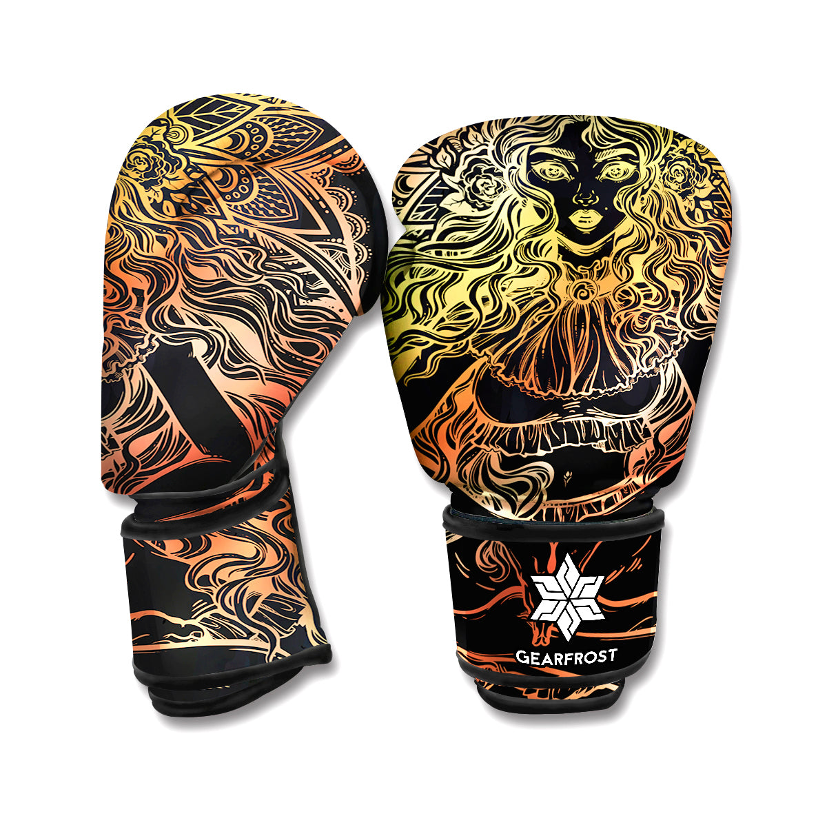 Spiritual Girl Mandala Print Boxing Gloves