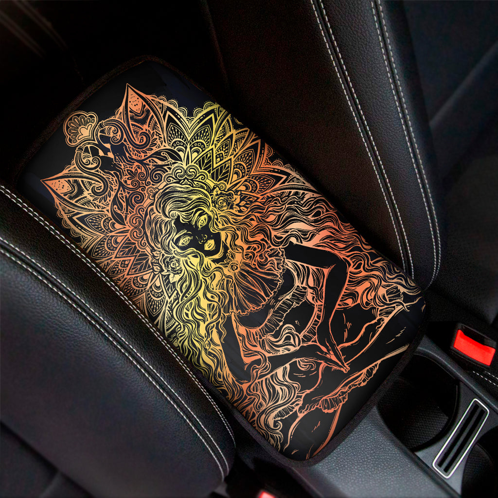 Spiritual Girl Mandala Print Car Center Console Cover
