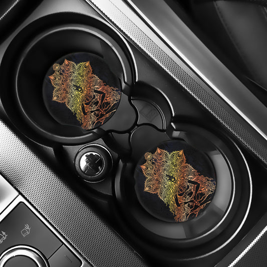 Spiritual Girl Mandala Print Car Coasters