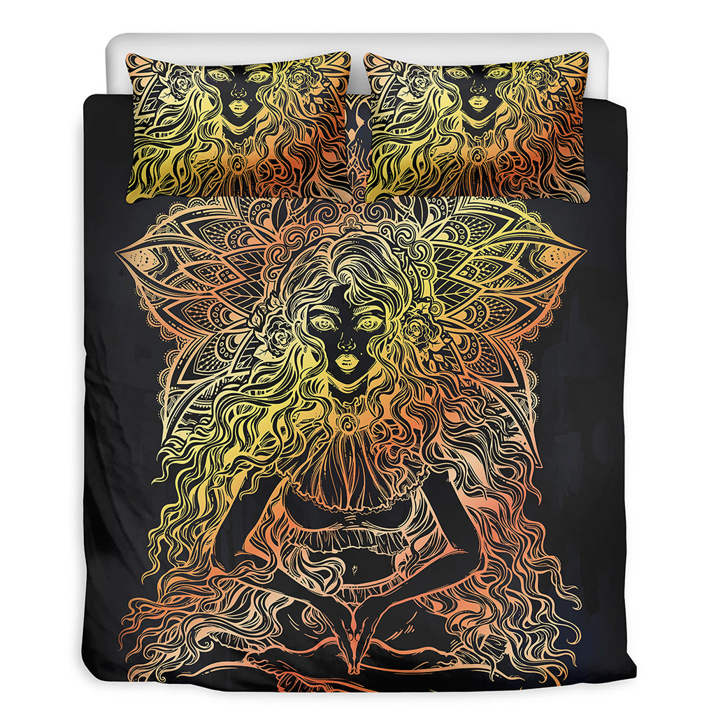 Spiritual Girl Mandala Print Duvet Cover Bedding Set