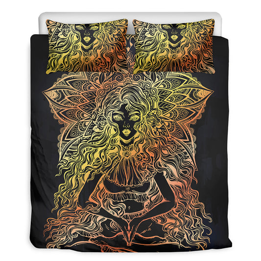 Spiritual Girl Mandala Print Duvet Cover Bedding Set