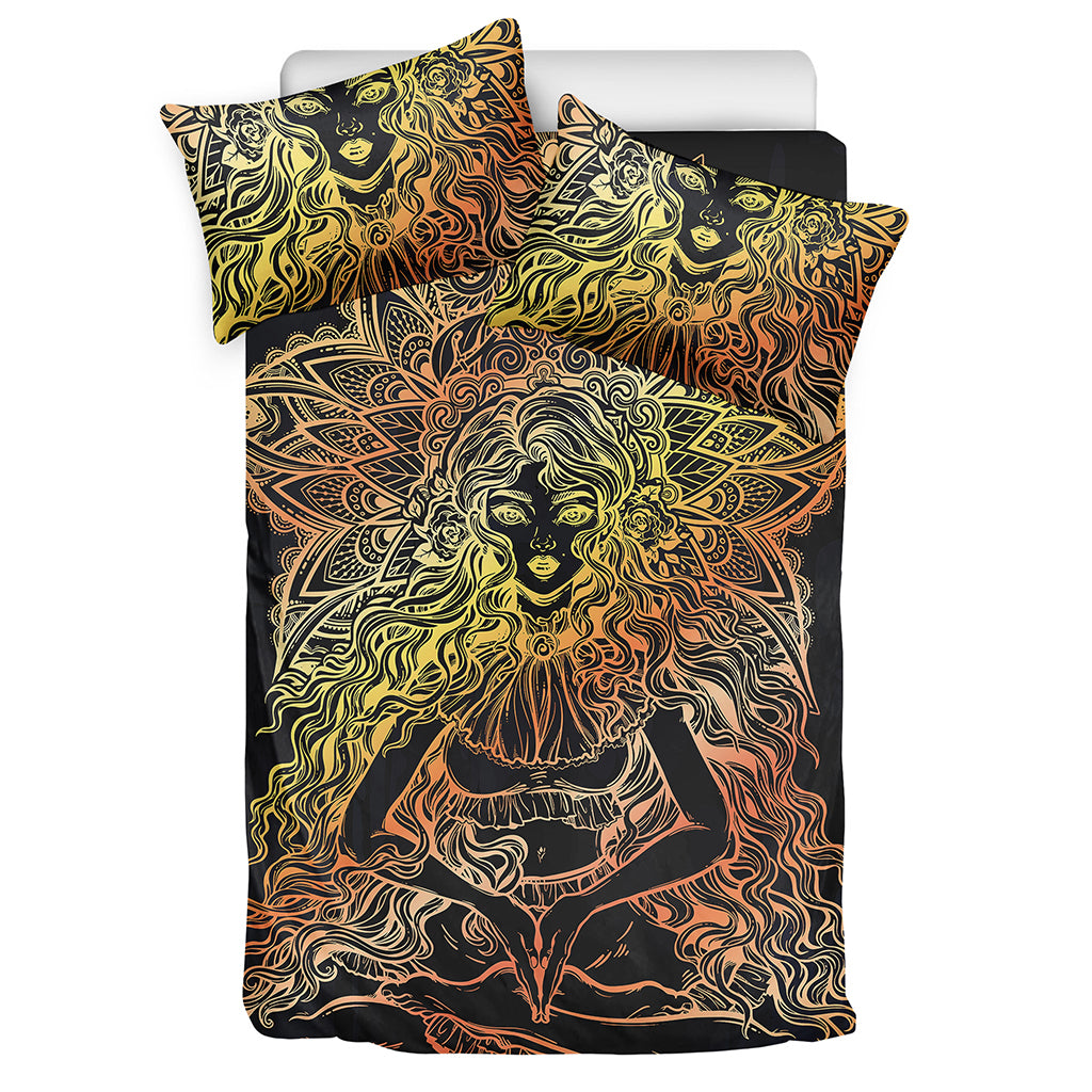 Spiritual Girl Mandala Print Duvet Cover Bedding Set