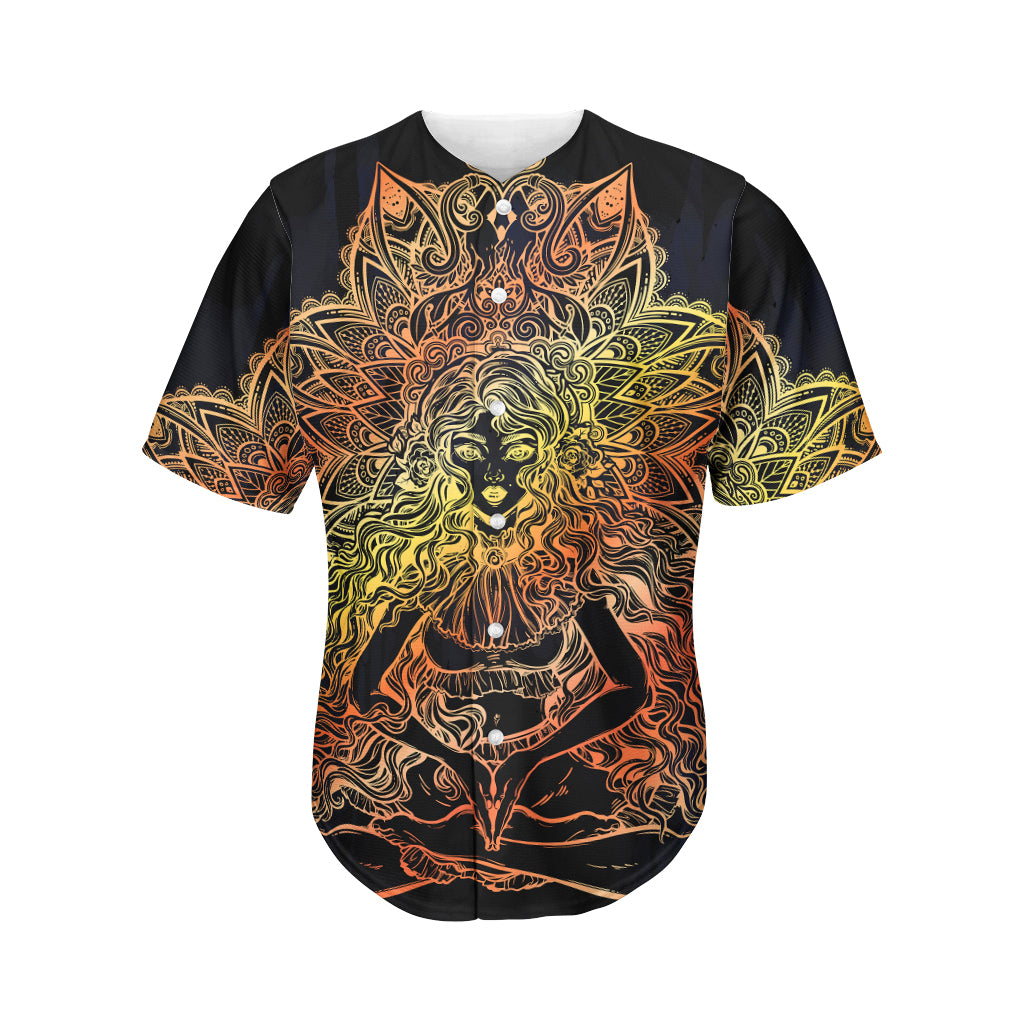 Spiritual Girl Mandala Print Men's Baseball Jersey