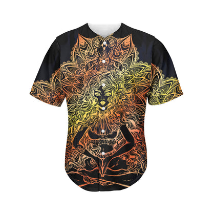 Spiritual Girl Mandala Print Men's Baseball Jersey