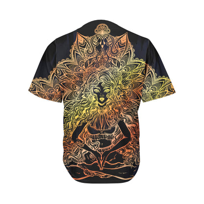 Spiritual Girl Mandala Print Men's Baseball Jersey