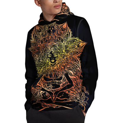 Spiritual Girl Mandala Print Pullover Hoodie