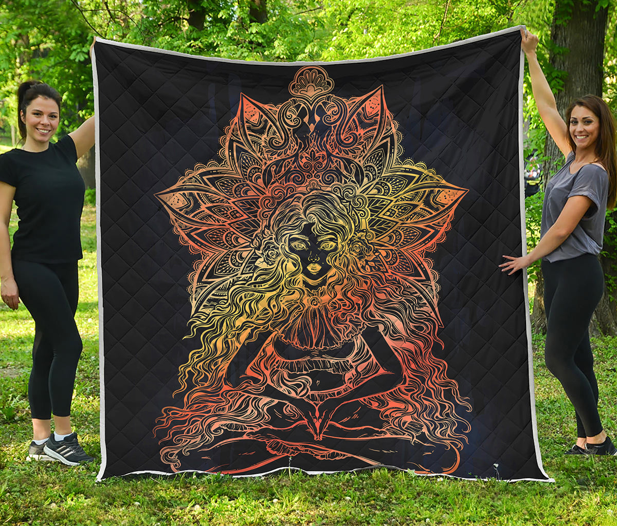 Spiritual Girl Mandala Print Quilt