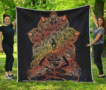 Spiritual Girl Mandala Print Quilt