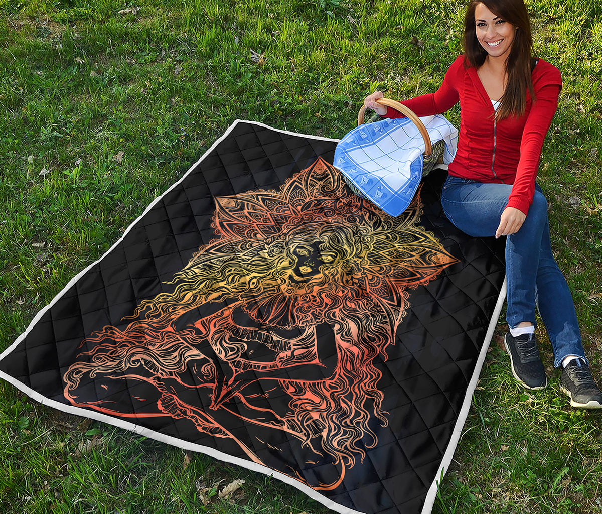 Spiritual Girl Mandala Print Quilt