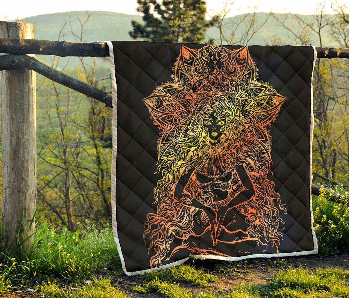 Spiritual Girl Mandala Print Quilt