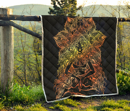 Spiritual Girl Mandala Print Quilt