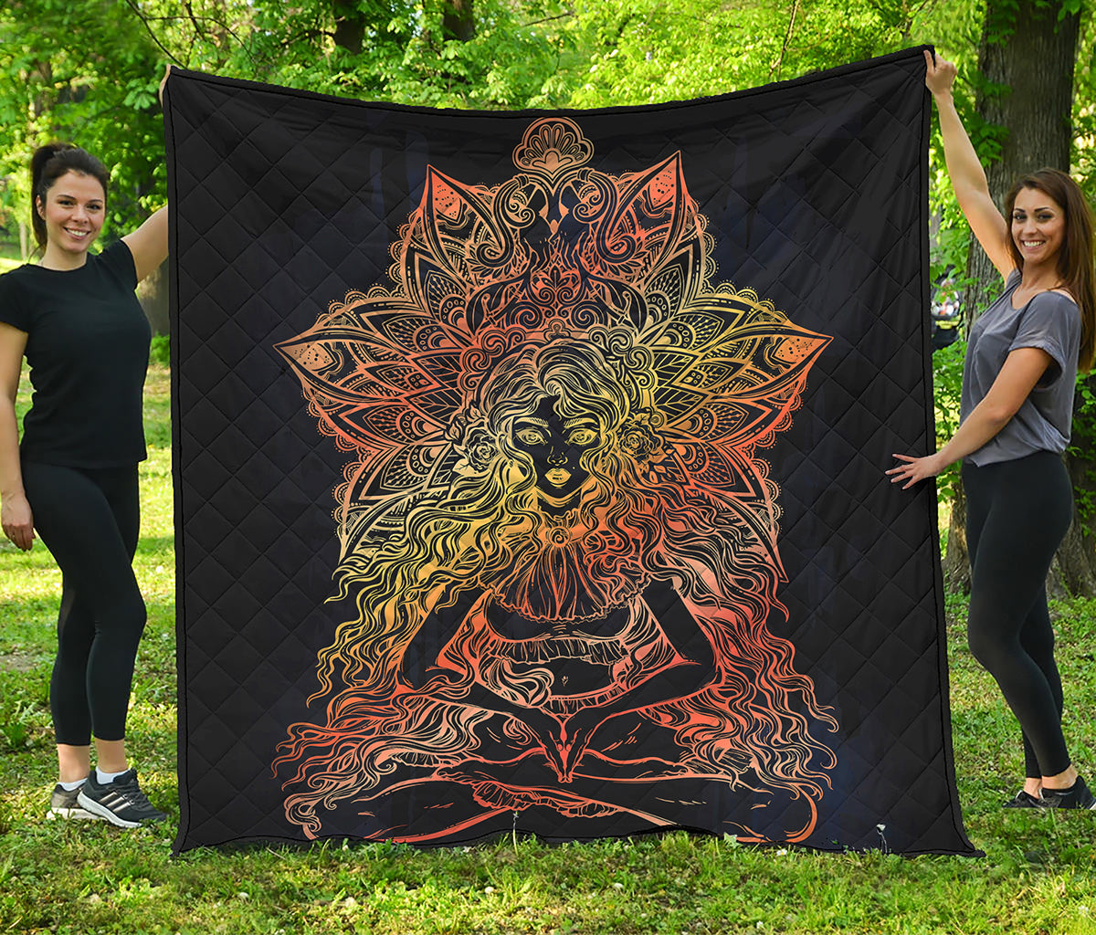 Spiritual Girl Mandala Print Quilt