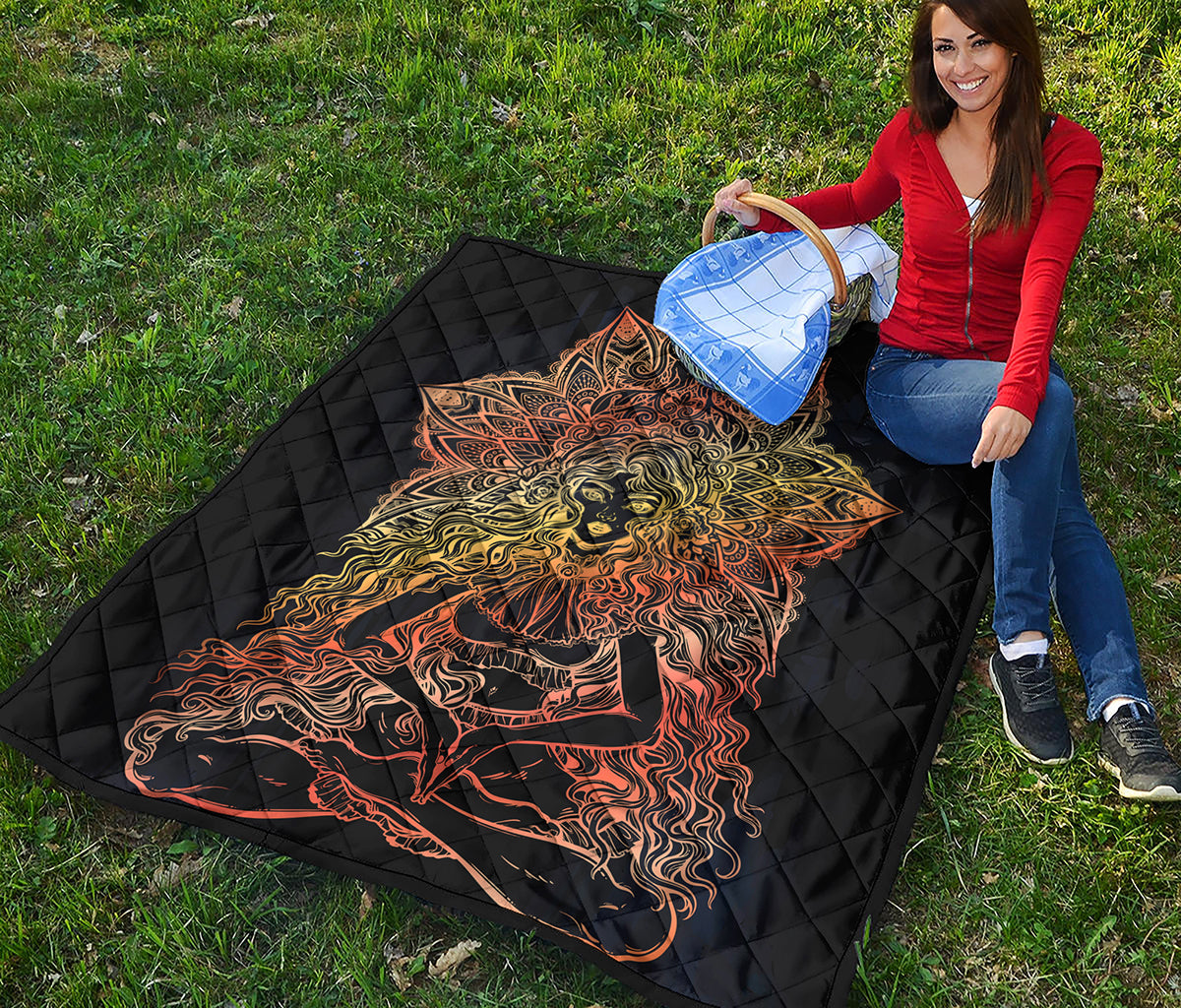 Spiritual Girl Mandala Print Quilt
