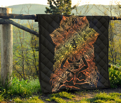 Spiritual Girl Mandala Print Quilt