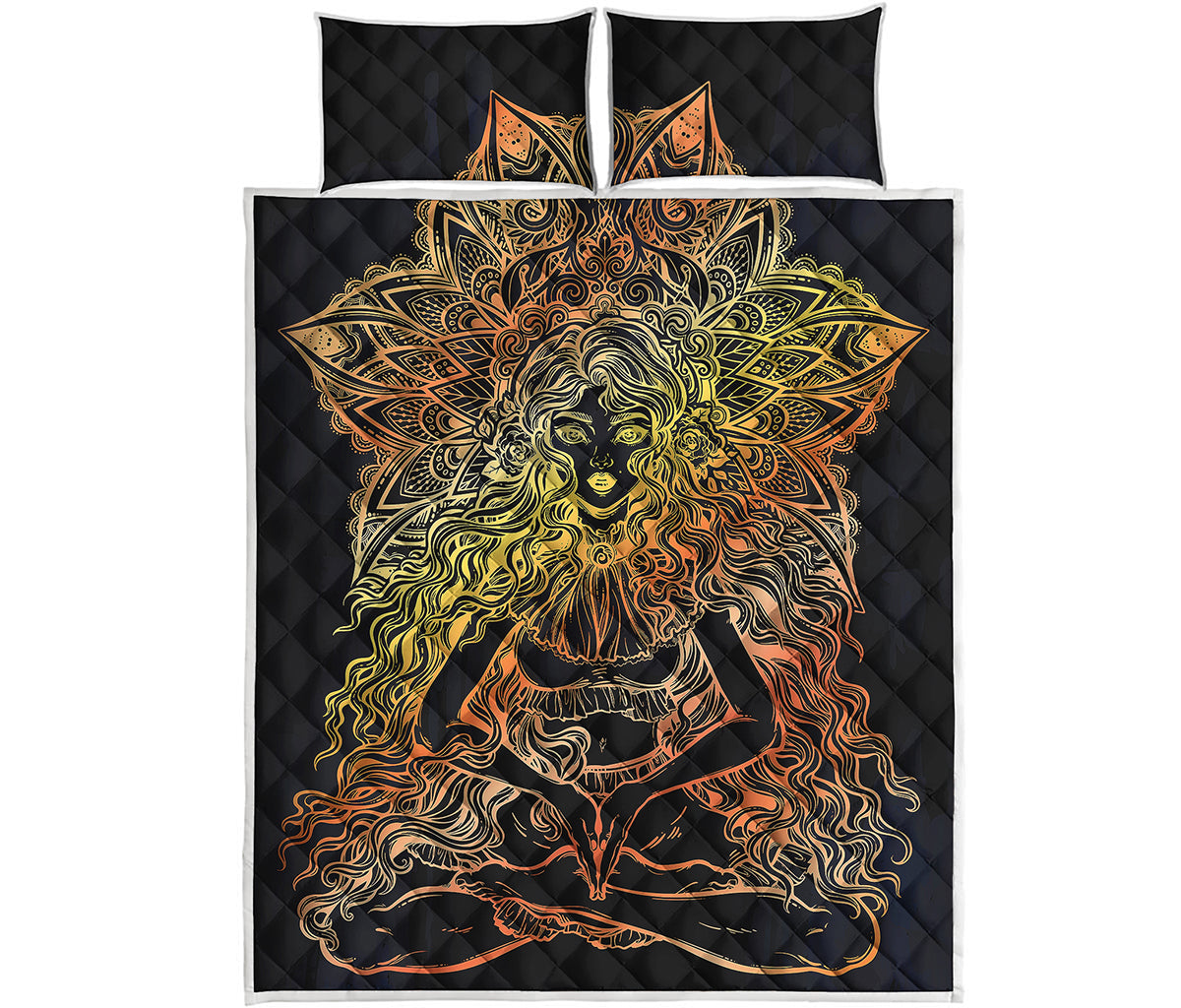Spiritual Girl Mandala Print Quilt Bed Set