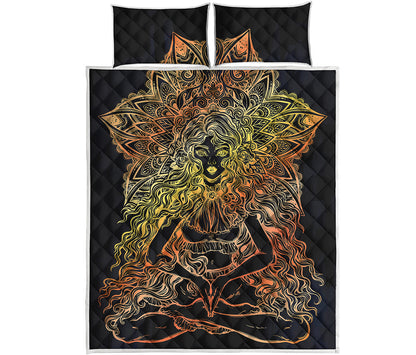 Spiritual Girl Mandala Print Quilt Bed Set