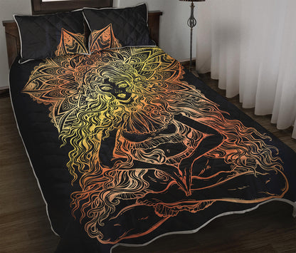 Spiritual Girl Mandala Print Quilt Bed Set
