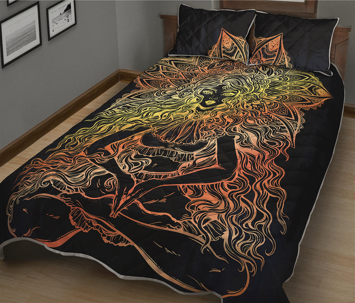Spiritual Girl Mandala Print Quilt Bed Set