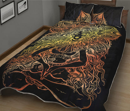 Spiritual Girl Mandala Print Quilt Bed Set
