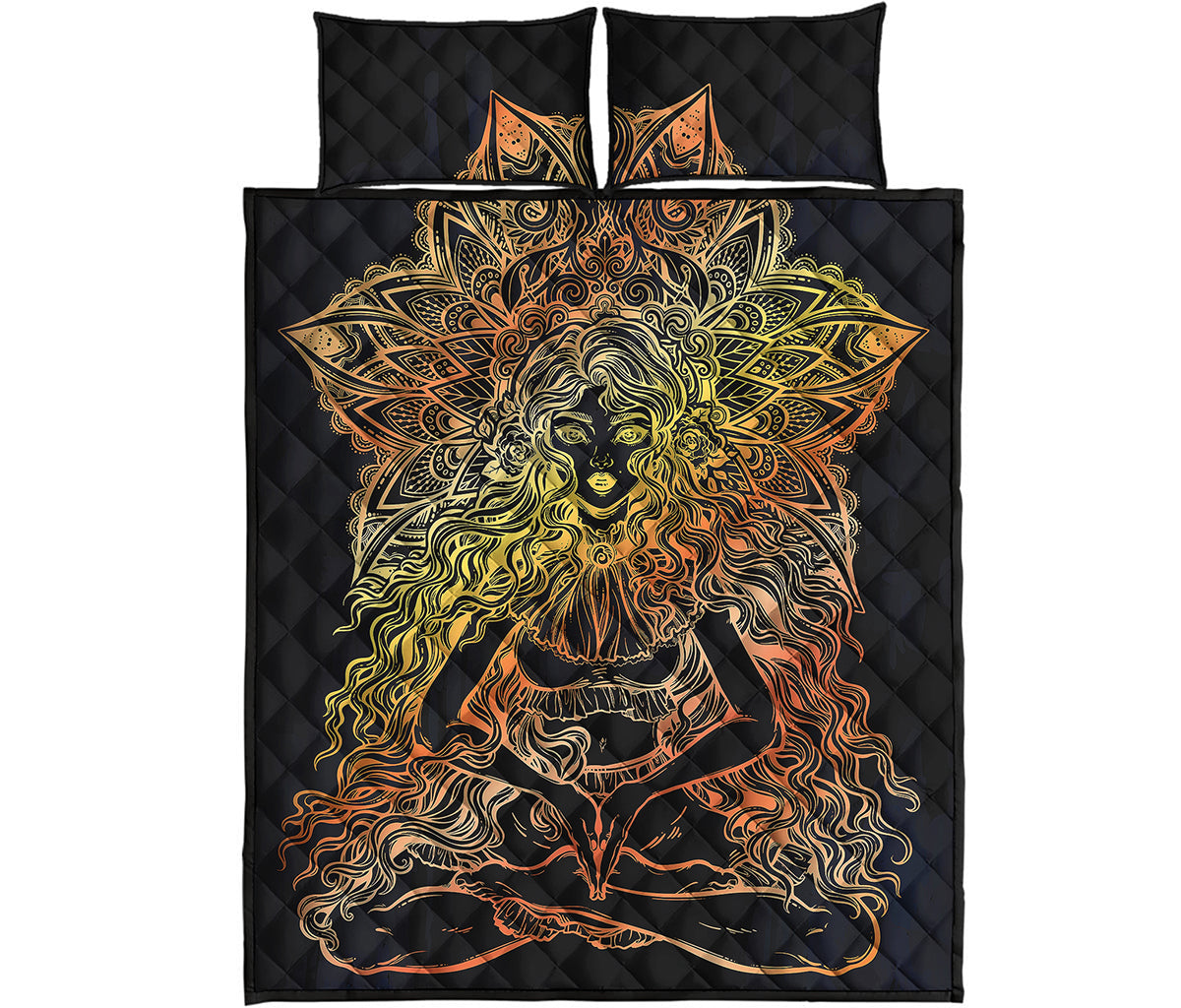 Spiritual Girl Mandala Print Quilt Bed Set