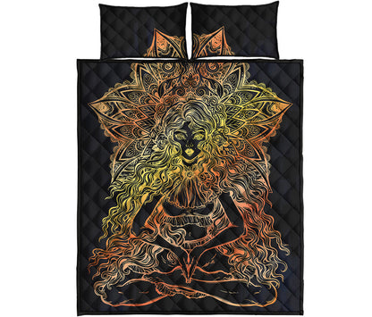 Spiritual Girl Mandala Print Quilt Bed Set