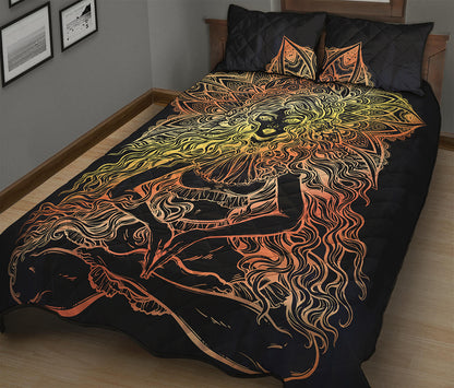 Spiritual Girl Mandala Print Quilt Bed Set
