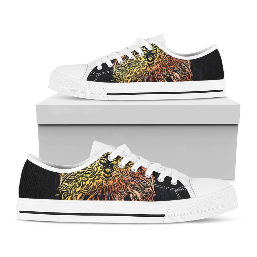 Spiritual Girl Mandala Print White Low Top Shoes